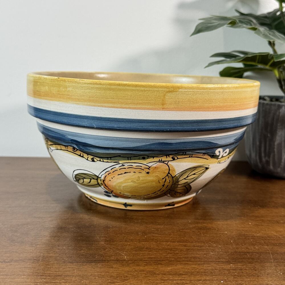 Nantucket Home Hand Painted Citrus Fruit Ceramic Serving Bowl